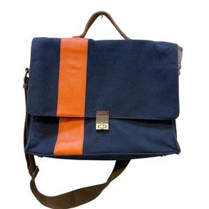 *Pottery Barn Navy & Orange Messenger Handbag X-Large